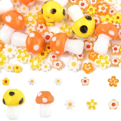 156Pcs 10 Styles Handmade Millefiori Glass Beads LAMP-FS0001-32-1