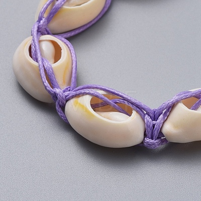 Natural Cowrie Shell Braided Beads Bracelets BJEW-JB05057-1