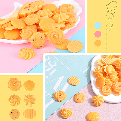 SUNNYCLUE 48Pcs 6 Styles Opaque Resin Imitation Cookies Cabochons RESI-SC0002-89-1