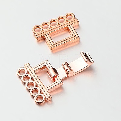 5 Strands Alloy and Brass Fold Over Clasps PALLOY-N0112-02-1