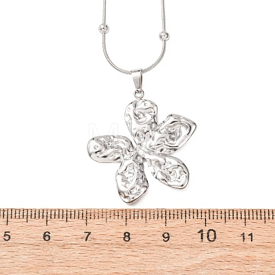 304 Stainless Steel Textured Flower Pendant Necklaces for Women NJEW-C117-01A-P-1