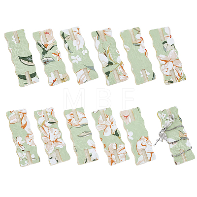 12Pcs Flower Printed Polyester Necklace Anti-Winding Display Cards CDIS-OC0001-14A-1