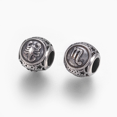 316 Surgical Stainless Steel European Beads STAS-F195-128P-09-1