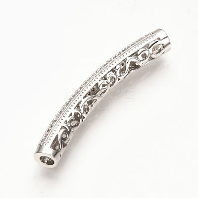 Brass Micro Pave Cubic Zirconia Tube Beads ZIRC-T004-75P-1