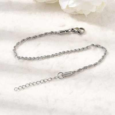 304 Stainless Steel Rope Chain Bracelets for Women BJEW-P395-01P-1