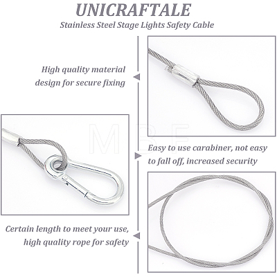 Unicraftale 8Pcs 2 Style 304 Stainless Steel Stage Lights Safety Cable FIND-UN0001-50-1