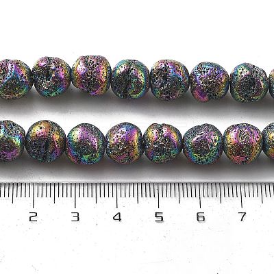 Electroplated Natural Lava Rock Beads Strands G-A251-D01-01I-1