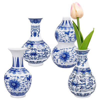 4Pcs 4 Styles Porcelain Artificial Flower Hanging Vase AJEW-OC0005-85A-1