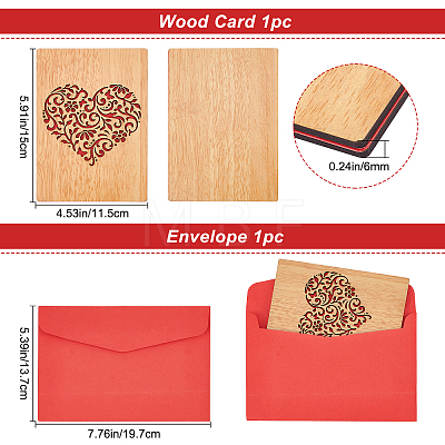 Rectangle with Pattern Wooden Greeting Cards DIY-CP0006-75G-1