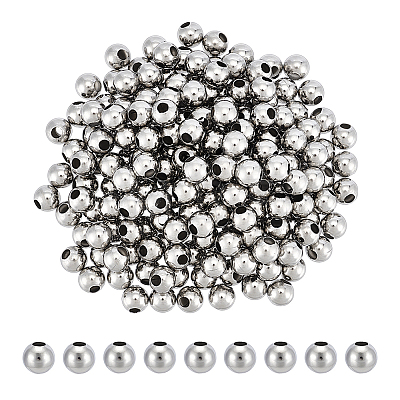 200Pcs 304 Stainless Steel Round Seamed Beads FIND-UN0016-49-1