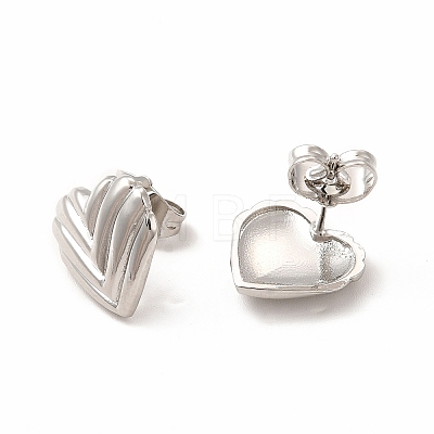 Heart Rack Plating Brass Stud Earrings for Women EJEW-H091-28P-1