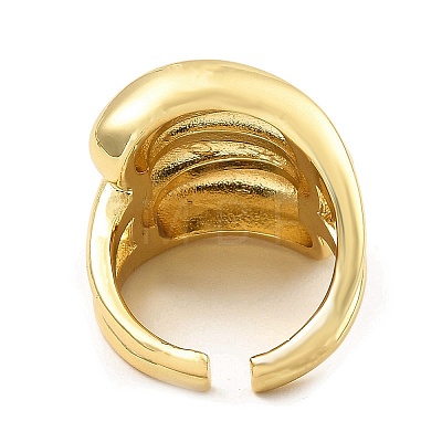 Rack Plating Brass Teardrop Open Cuff Rings for Women RJEW-G294-08G-1