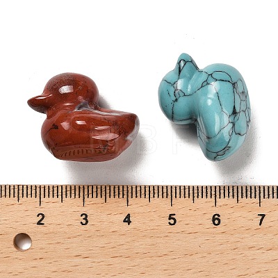 Natural & Synthetic Mixed Gemstone Carved Healing Duck Figurines G-M424-11-1