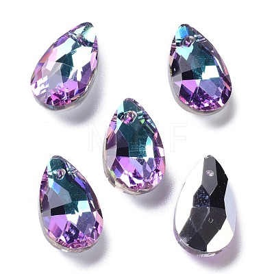 Faceted Teardrop Glass Pendants GLAA-O008-A22-1