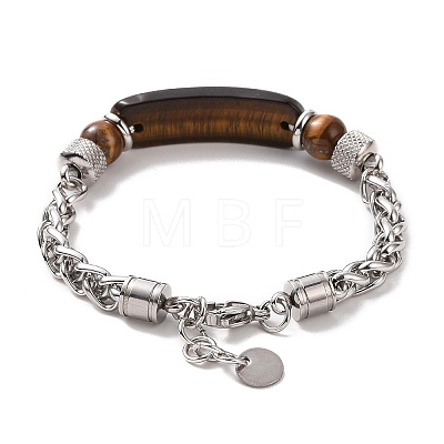 Natural Gemstone Curved Tube Bead Bracelets BJEW-F441-02-1