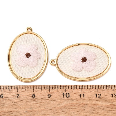 304 Stainless Steel & Cloth Embroidered Pendants FB-CBAFBAF-06G-1