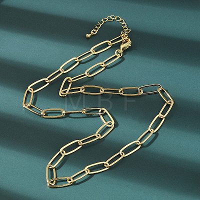 Brass Paperclip Chain Necklaces NJEW-A042-17G-01-1