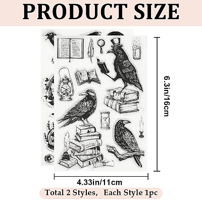 CRASPIRE 2 Sheets 2 Styles PVC Plastic Stamps DIY-CP0009-96-1