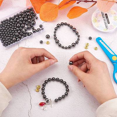 175Pcs Non-Magnetic Synthetic Hematite Round Beads for DIY Jewelry Making DIY-SZ0005-99-1