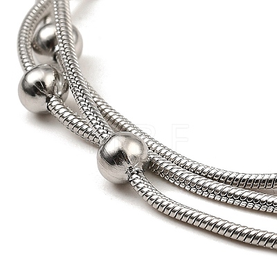 304 Stainless Steel Satellite Chains Triple Layer Multi-strand Bracelet for Women BJEW-M040-01P-1