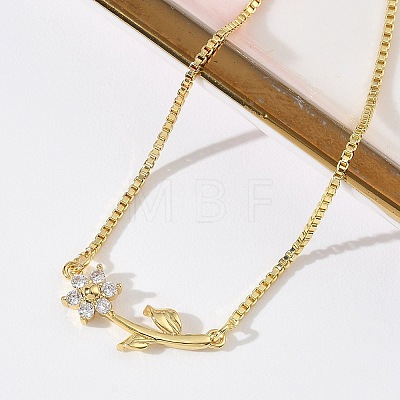Adjustable Brass Micro Pave Clear Cubic Zirconia Box Chain Slider Bracelets BJEW-C156-09G-03-1