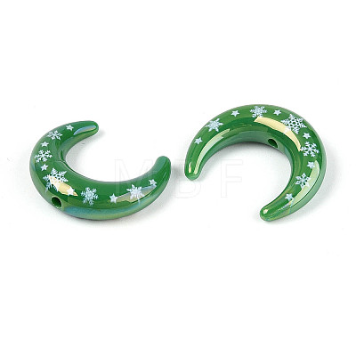 Christmas UV Plating Printed Opaque Acrylic Beads MACR-N018-07C-1