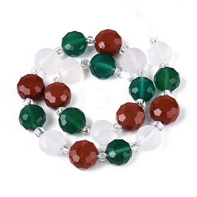 Natural Red Agate & Green Agate & Red Jasper Beads Strands G-T144-19A-01-1