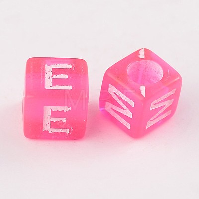 Mixed Letters Transparent Acrylic Cube Beads SACR-S181-02-1