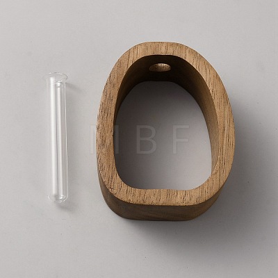 Wooden Frame & Glass Tube Vase AJEW-WH0817-184A-1