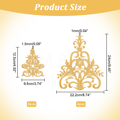  8Pcs 2 Styles Floral Pattern Polyester Computerized Embroidery Iron on/Sew on Patches PATC-NB0001-17-1