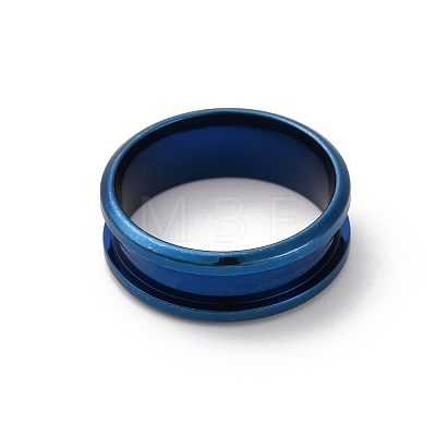 201 Stainless Steel Grooved Finger Ring Settings STAS-TAC0001-10C-L-1
