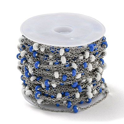 304 Stainless Steel Enamel Link Chains AJEW-Z028-09P-03-1