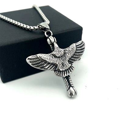 Vintage Hip Hop 304 Stainless Steel Eagle Pendant Necklaces for Men Women ZO0098-1