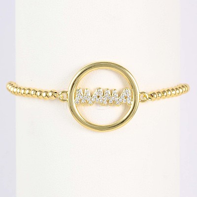 Mother's Day Brass Micro Pave Clear Cubic Zirconia Link Bracelets WG036C8-04-1