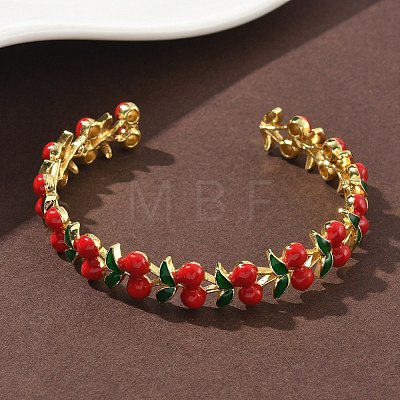 Brass Enamel Cuff Bracelets BJEW-L703-02A-G-1