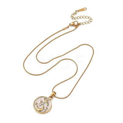 304 Stainless Steel Crystal Rhinestone Pendant Necklaces for Women NJEW-F378-01G-01-1