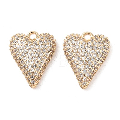 Brass Micro Pave Clear Cubic Zirconia Pendants KK-S388-01G-03-1