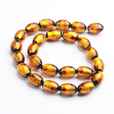 Handmade Silver Foil Glass Oval Beads FOIL-I004-C-03-1