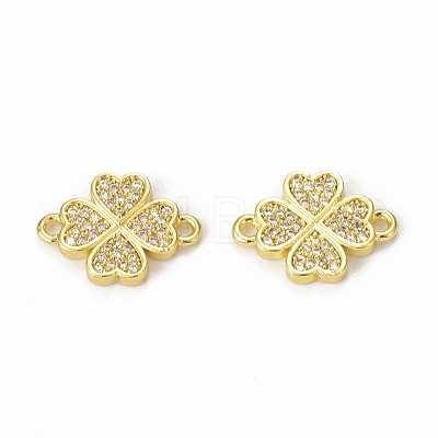 Brass Micro Pave Clear Cubic Zirconia Connector Charms KK-E068-VB338-1