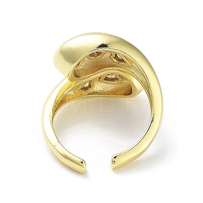 Brass with Cubic Zirconia Open Cuff Rings RJEW-K255-02G-1