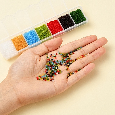 3500Pcs 7 Colors 12/0 Glass Round Seed Beads SEED-YW0001-21-1