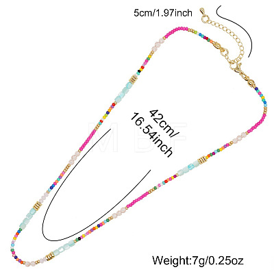 Ethnic Style Rainbow Color Square Natural Shell & Glass & Glass Seed Beaded Necklaces for Women BO1499-5-1