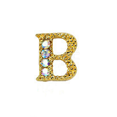 Alloy Gold Rhinetone Letters Nail Stud Cabochons MRMJ-S047-023B-1