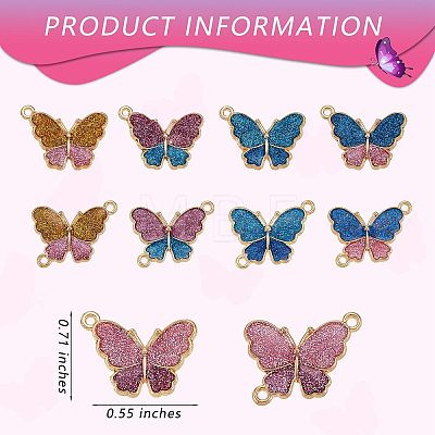 20Pcs Butterfly Alloy Enamel Pendants & Links Connectors JX228A-1