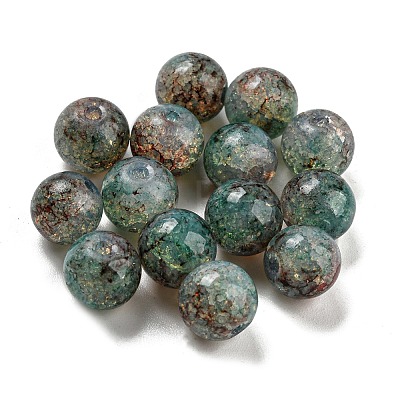 Transparent Spray Painting Crackle Glass Beads GLAA-L046-01A-07-1