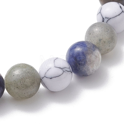 Synthetic Howlite & Natural Sodalite & Labradorite Beads Bracelets for Women BJEW-JB12829-1