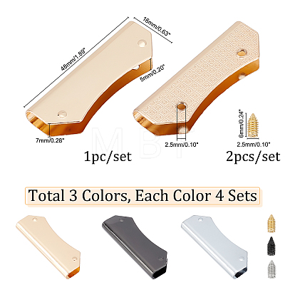 WADORN 12 Sets 3 Colors Alloy Decorative Bag Edge Handware FIND-WR0005-28-1
