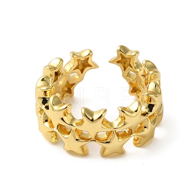 Star Brass Open Cuff Rings for Women RJEW-A048-22G-1