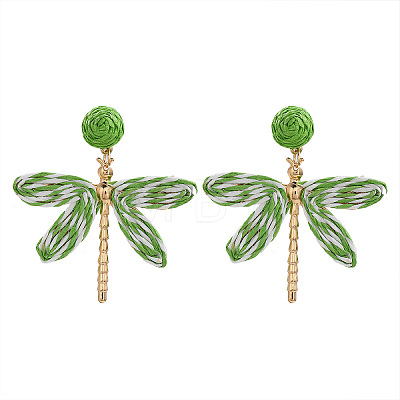 Alloy & Raffia Dangle Stud Earrings FS-WGCB008-07-1