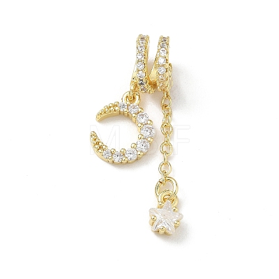 Brass Micro Pave Clear Cubic Zirconia Pendants CU-CBA9FFD-02G-1